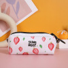 Cartoon fruit capacious pencil case with zipper suitable for men and women, storage bag