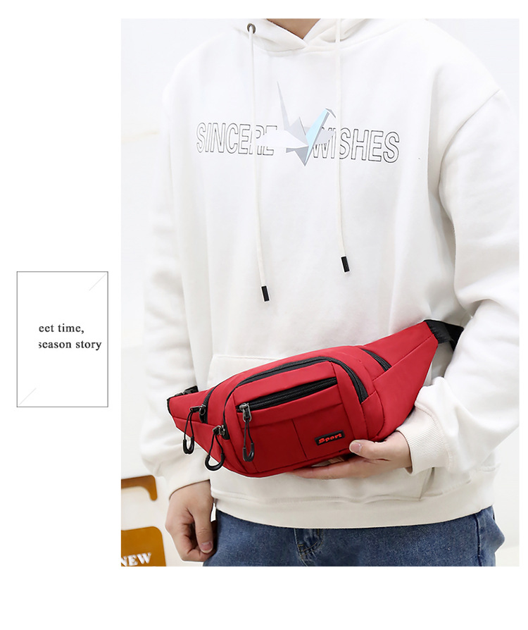 Nylon fashionable sports waist bag, multi-functional fitness crossbody chest bag, outdoor cycling close-fitting mobile phone anti-theft waist bag undefined