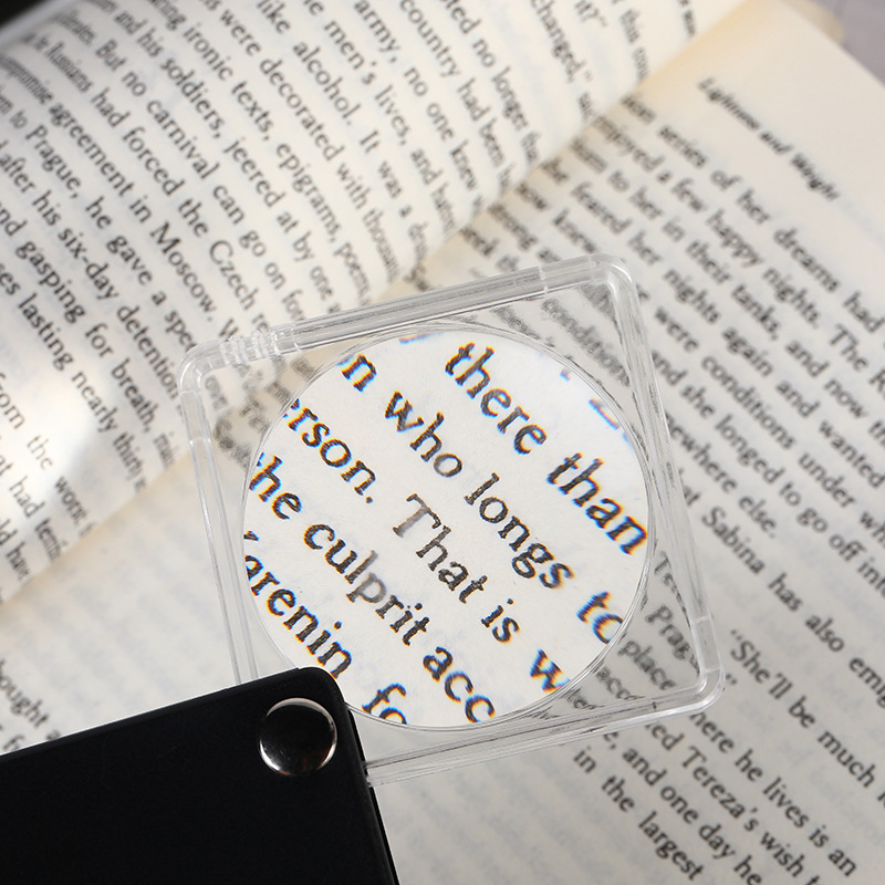 3x Foldable Storage Convenient Magnifying Glass ABS High-Definition Acrylic Square Lens Magnifying Glass Reader Magnifying Glass Wholesale