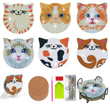 Amazon fábrica de explosiones transfronterizas venta directa de diamantes pintados DiDi taza almohadilla de taza completa 5D almohadilla de comedor hecha a mano almohadilla aislante al por mayor