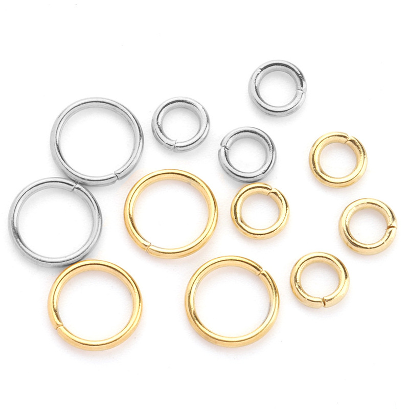 Vacuum plating stainless steel closed ring coil flat ring necklace bracelet connection C ring diy jewelry round jump ring