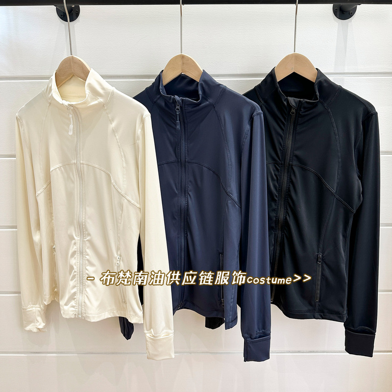 Shenzhen Nanyou Women's High Quality Lulu Stand Collar Yoga Wear Women's 25 Spring and Summer New Slim Sports Sun Protection Jacket