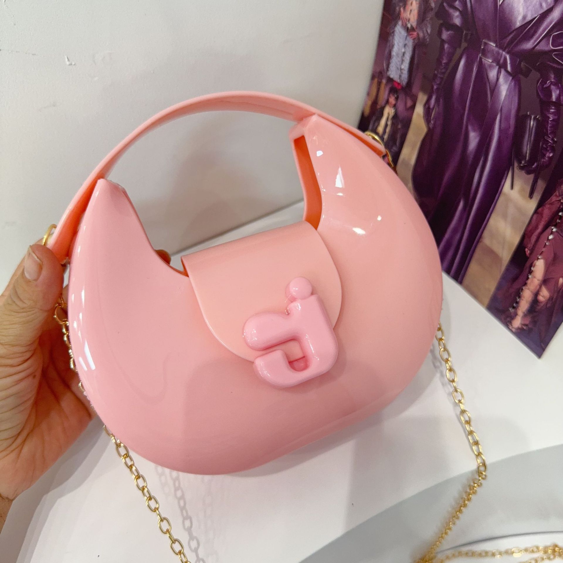 2025 nuevo estilo transfronterizo venta caliente j letra gelatina bolso portátil de un solo hombro diagonal para niños bolso de PVC monedero