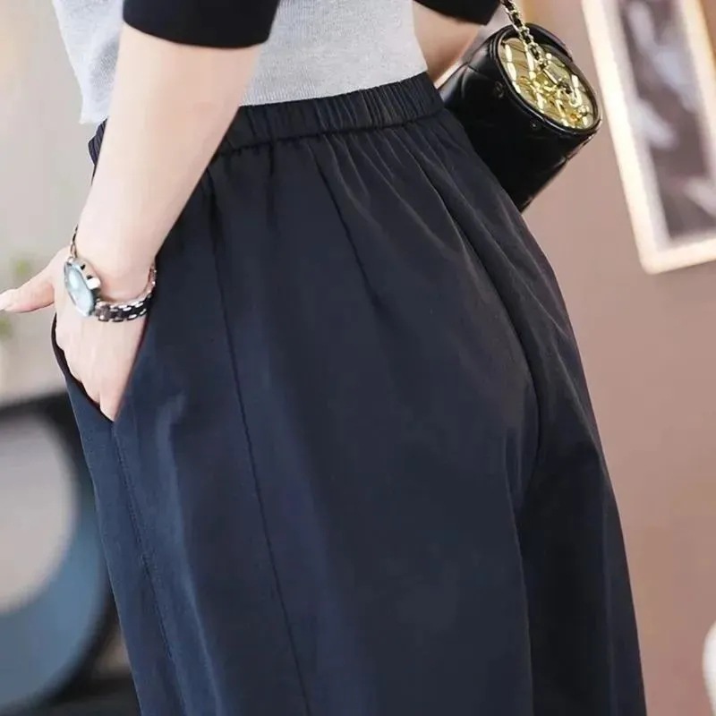 2026 primavera nuevos pantalones Harun de cintura alta pantalones de estilo universal para cubrir la carne de mediana edad, pantalones de moda, pantalones de pantalones
