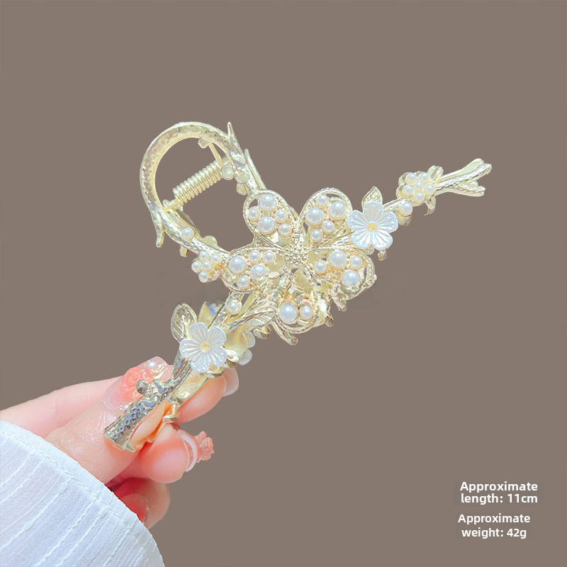 Temperamento Full Diamond Metal Shark Clip Hairpin Back Head Coil Hair Grab Clip Donna Primavera Estate Super Large Clip Copricapo Hair Grab_voghion.com
