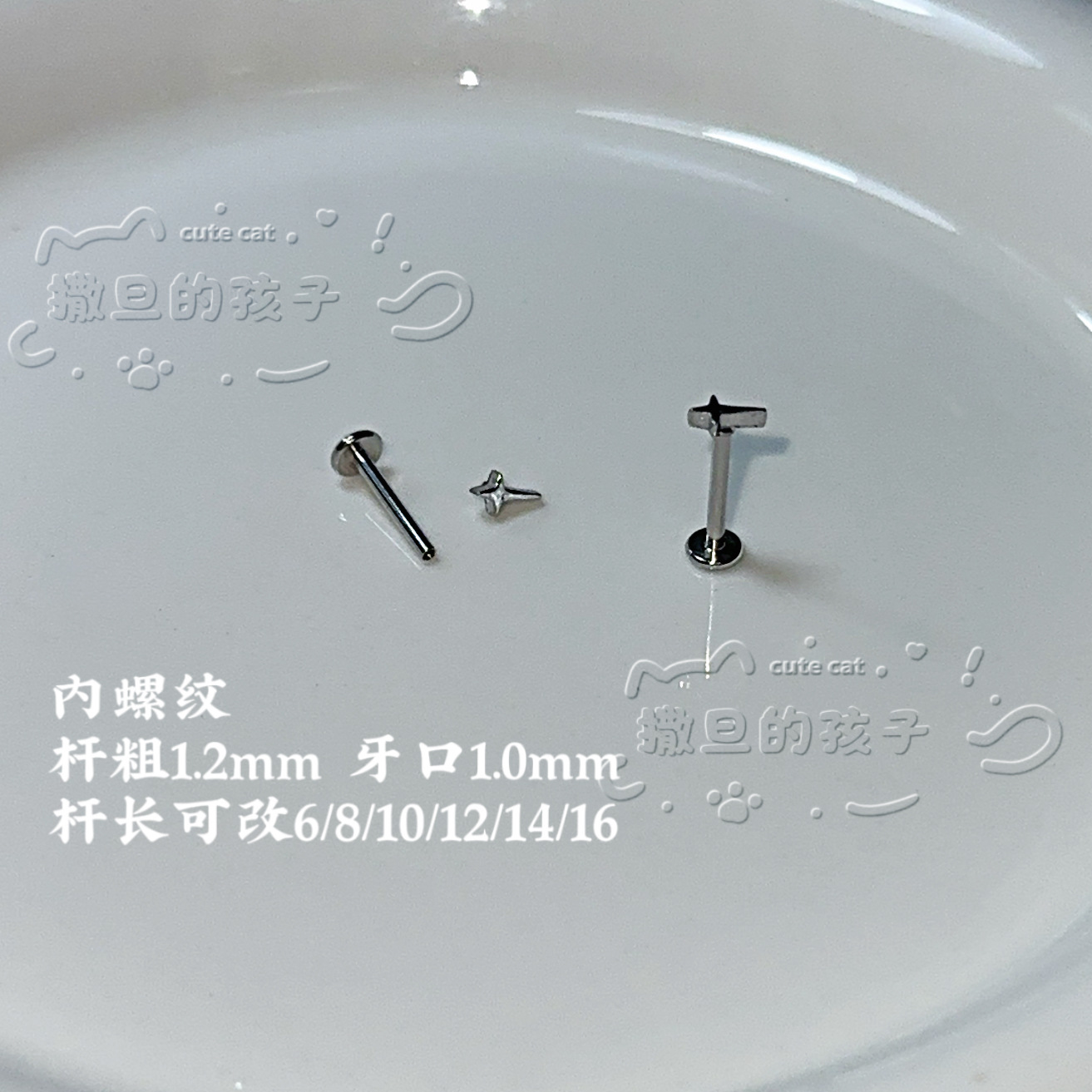Pointed titanium steel lip stud product view