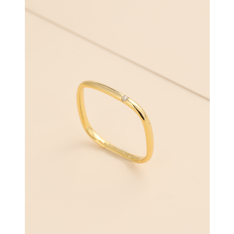 925 anillo cuadrado de plata esterlina de lujo ligero nicho simple en línea con el mismo anillo de anillo de diamante de alto nivel