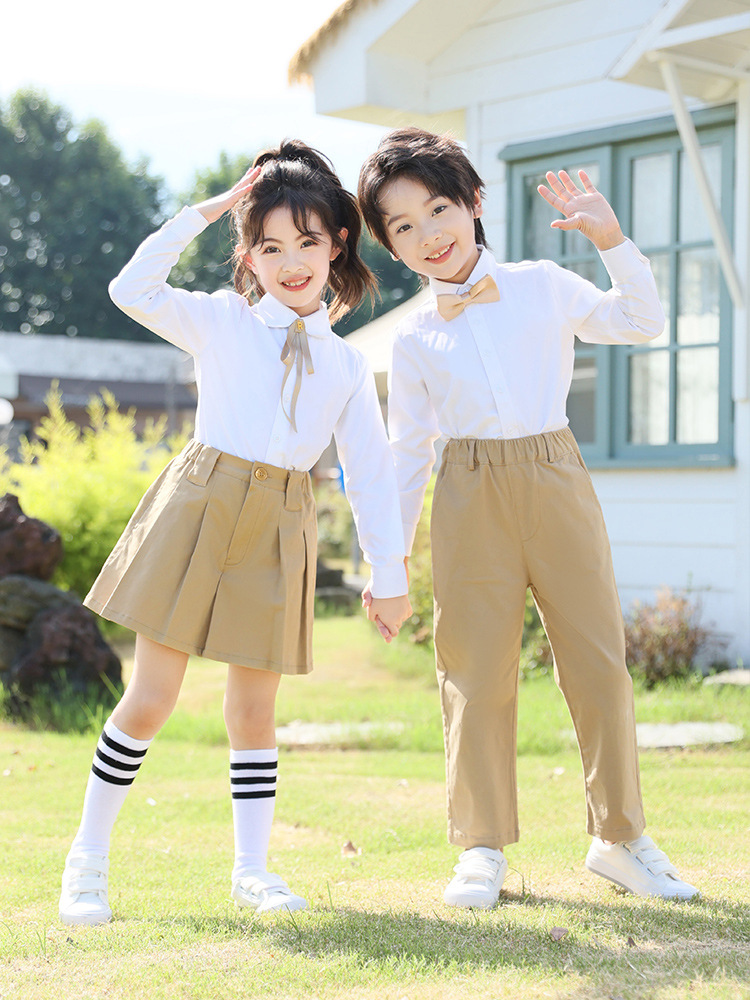 Traje de uniforme escolar de jardín de infantes, vestido para niños, nuevo producto, traje de actuación de coro de caqi, traje de clase de escuela primaria, traje de jardín