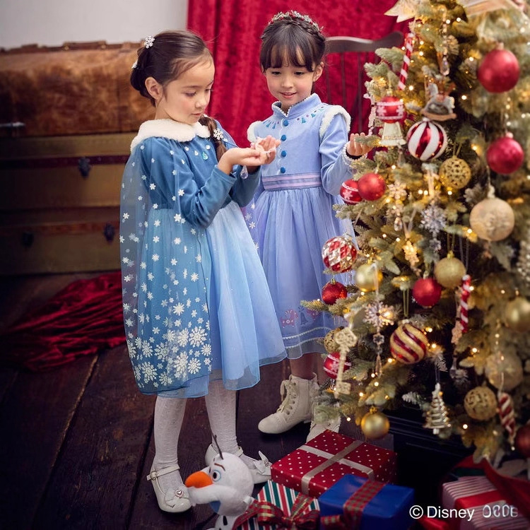 2025 Girls' Frozen Princess Dress Autumn and Winter Style Birthday Outfit with Cape Collar Christmas New Product