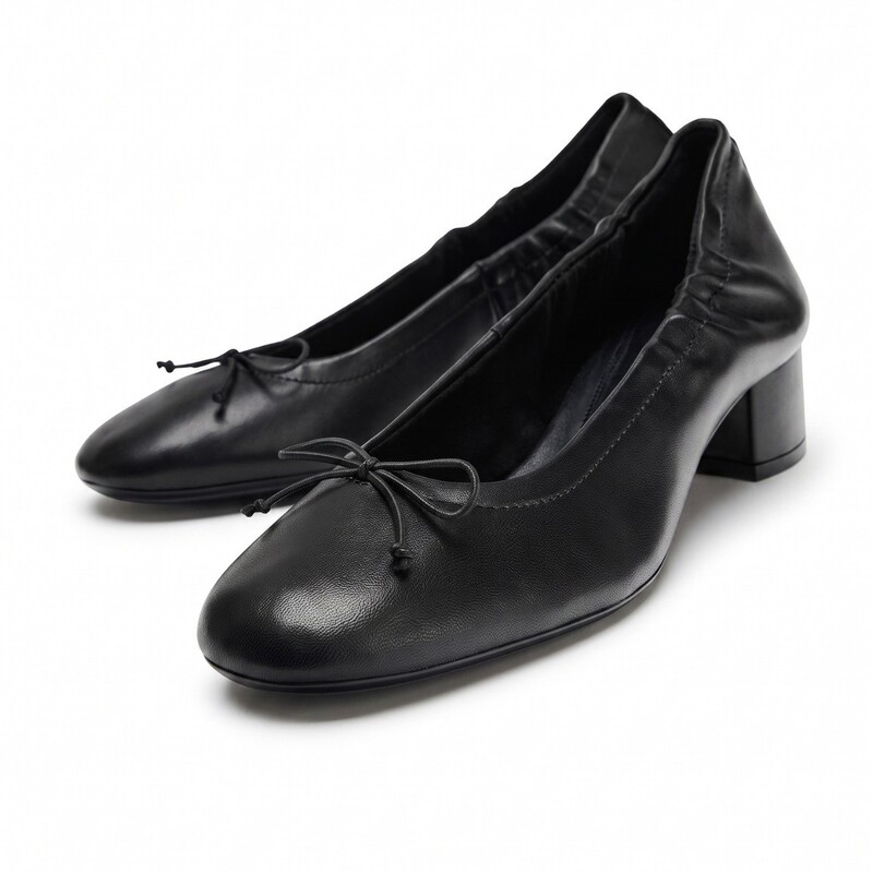 ZA2026 early autumn new women's shoes, featuring a bow and pleated design, leather high-heeled ballet flats, versatile and comfortable ZA2026 early autumn new women's shoes, featuring a bow and pleated design, leather high-heeled ballet flats, versatile and comfortable