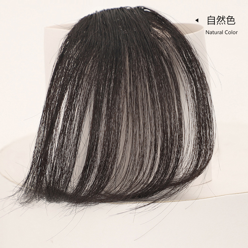 Honxiu Choice-手織りリアルヘアナチュラルエアバングミニ軽量斜め前髪ウィッグピース女性用、曲率付き|undefined