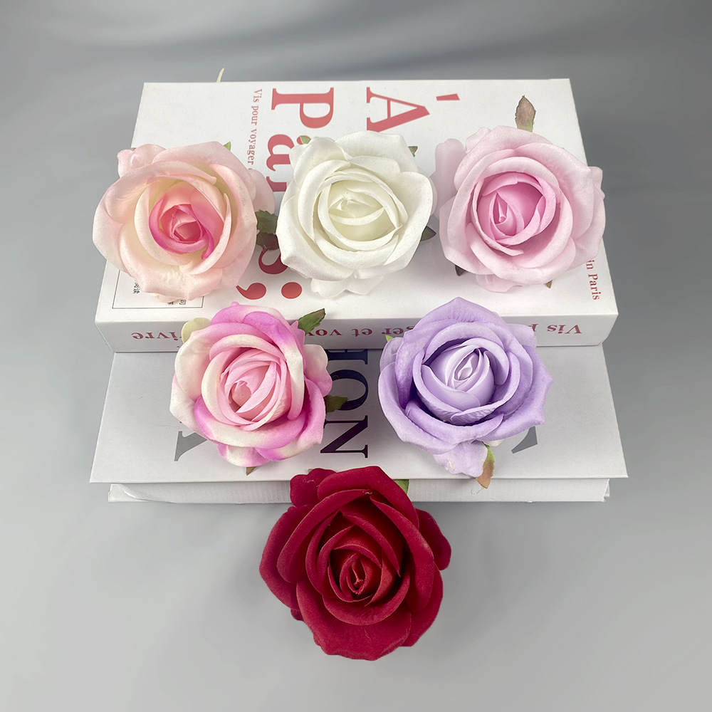 Simulación mini tela de terciopelo de diámetro de 7cm de rosa de alta simulación de cabeza de flor flor flor de pared flor de muñeca flor