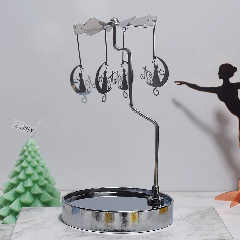 Fuente fabricante al por mayor Amazon INS bandeja redonda de acero inoxidable linterna giratoria giratoria candelabro de aromaterapia giratoria