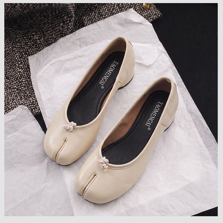 Giày búp bê nữ mũi tách ngón gót thô 3–6 cm, kiểu Mary Jane thời trang, dễ xỏ chân — bạc, màu mơ, Điểm sóng Đen, đen chi tiết 24