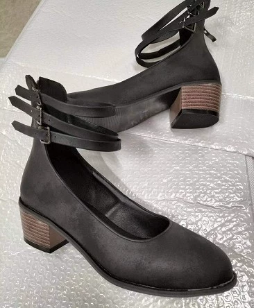X8-955 Spring/Autumn 2018 Women’s Ankle-Strap Block Heel Shoes – Suede Look, Sizes 34-43