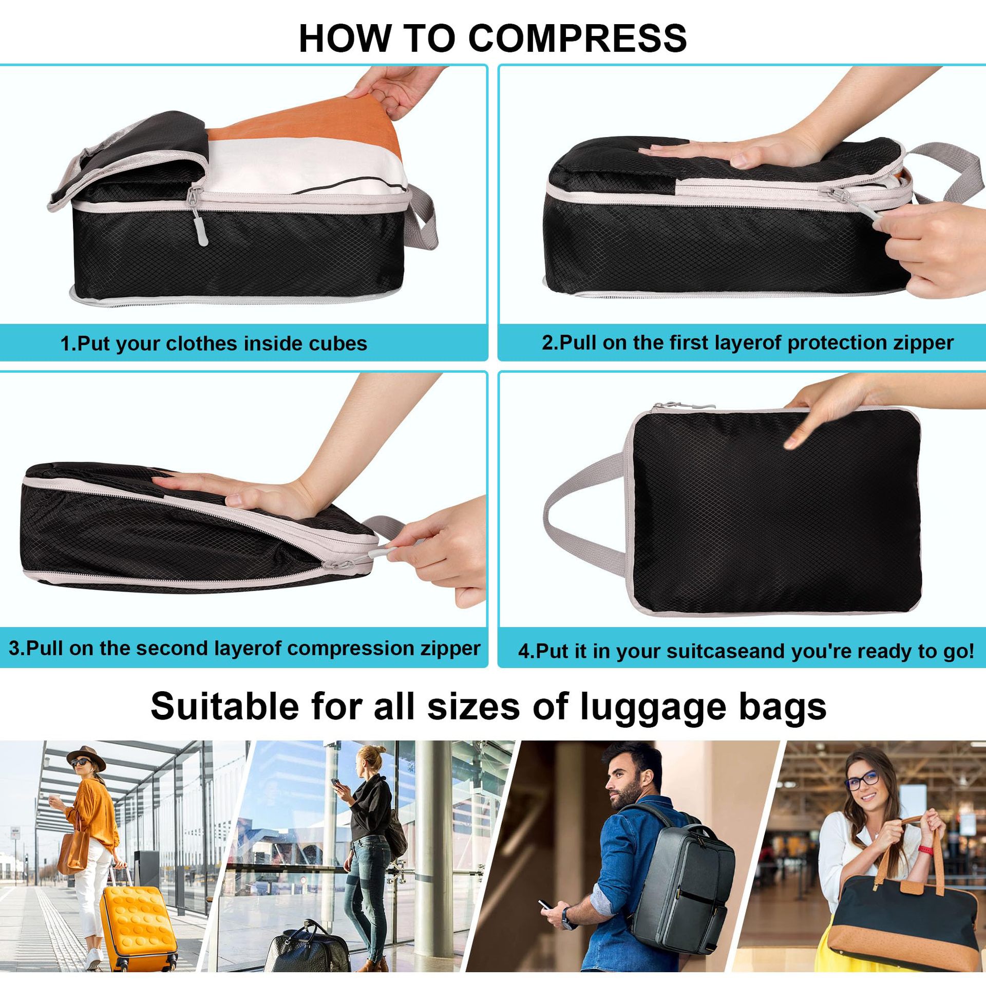 旅行收納袋壓縮八件套裝數碼洗漱化妝品收納包衣服鞋子行李旅行袋