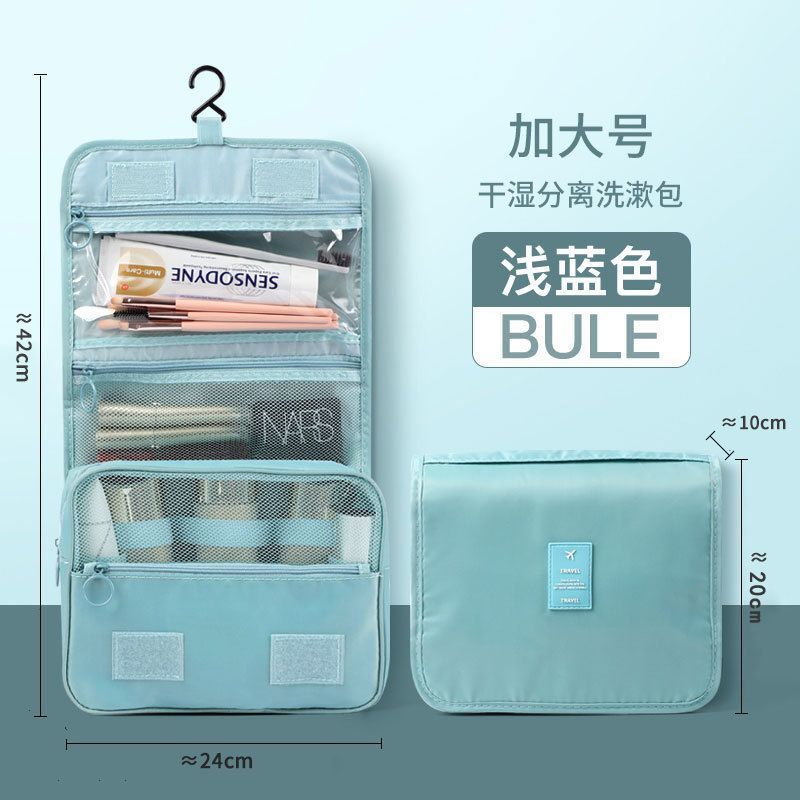 Bolsa de maquillaje de gran capacidad de viaje de negocios bolsa de lavado portátil de moda portátil a prueba de agua separación seca y húmeda gancho bolsa de almacenamiento