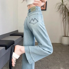 テンセルシガレットジーンズレディース2025夏薄手小柄8点9点アイスシルク刺繍ナローバージョンバゲットパンツ