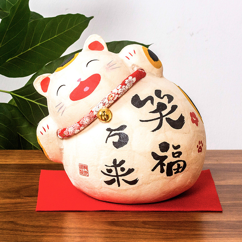 日本製龍虎作笑福万来開運招き猫遊びペンゲーム猫創意置物ホームアクセサリーギフト
