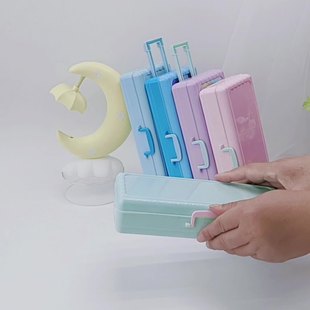 2026 Upgraded Suitcase Stationery Box Kidsren's Handmade DIY Trolley Case Stationery Box Large Capacity Suitcase Lead