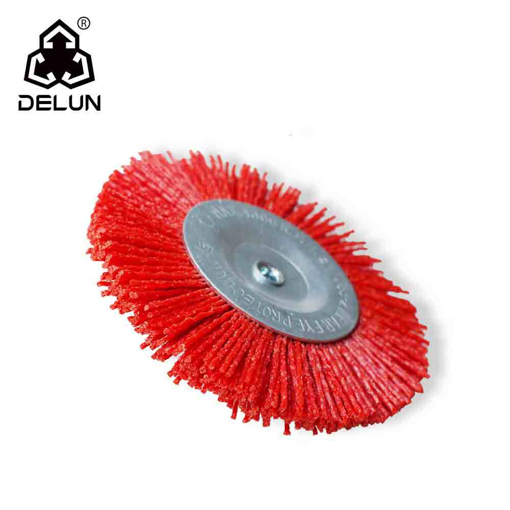 跨境热卖尼龙丝抛光轮磨料丝打磨尼龙丝杆平型红色木雕隙缝抛光刷