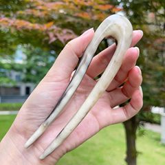 高貴なクロワッサン U 字型ダブルヘアピンエスニックスタイルシンプルデイリー本物の手作りナチュラル多用途中国漢服