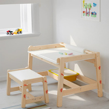 儿童实木升降学习桌椅木质家具创意家用可调节高度玩具桌套装组合