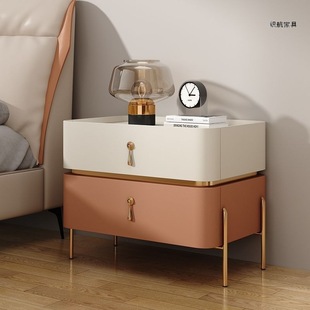 [Store manager recommend] complete high-grade light luxury bedside cabinet simple modern solid wood rock board bedside table