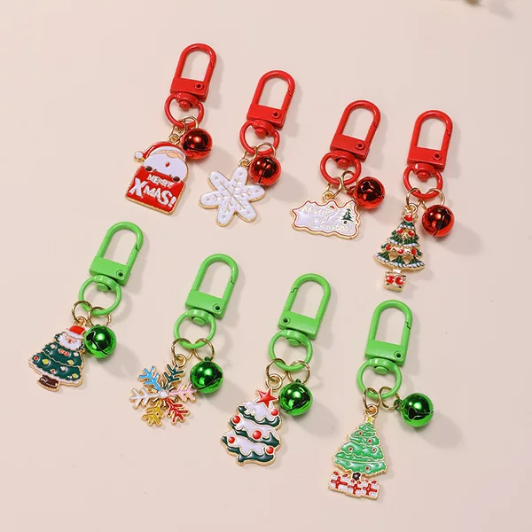 Cross-Border Christmas Gift Keychain Cartoon Bell Elderly Snowflake AirPods Pendant Bag Accessory Ornament