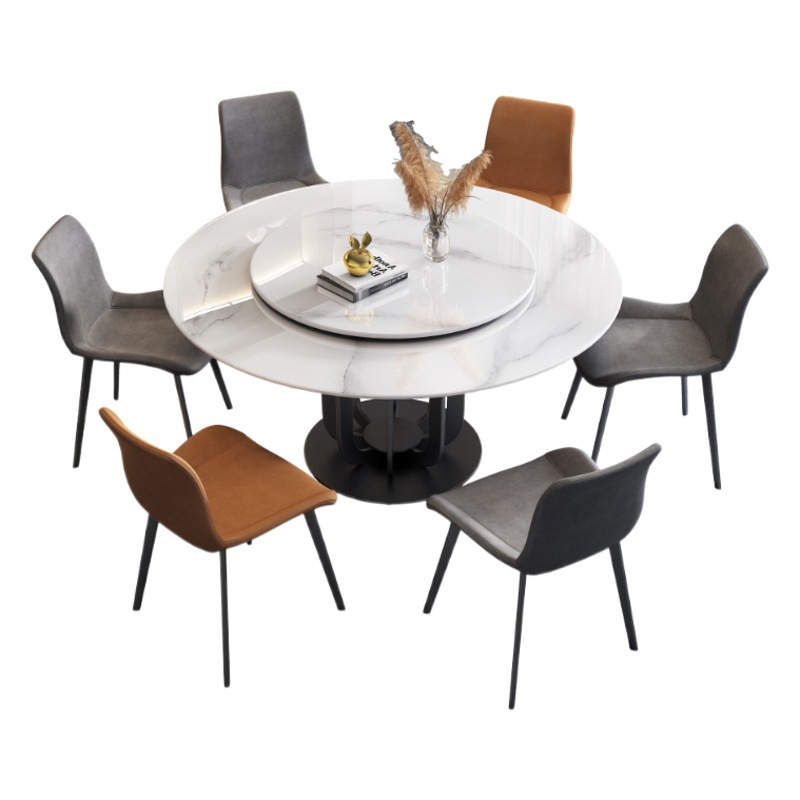 Luz de lujo ronda Placa de comedor mesa y silla combinación moderna minimalista mesa de comedor de alta gama nuevo restaurante con plato giratorio