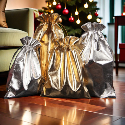 圣诞节礼物束口袋节日抽绳饰品首饰化妆品手机袋17*23CM 100个