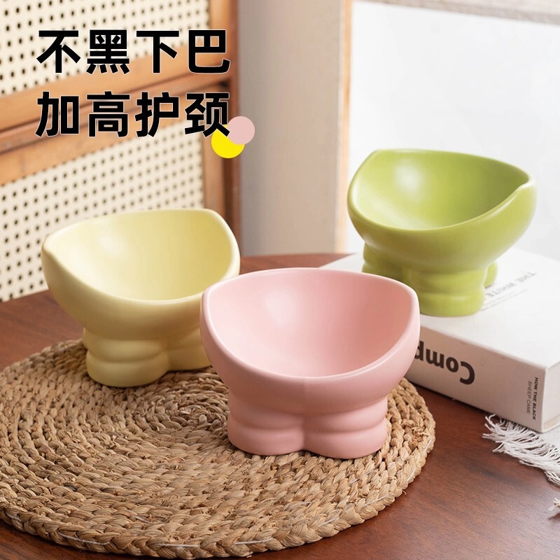 Cat Bowl Ceramic Cat Food Bowl Dog Bowl Pot Cat Rice Bowl Large Diameter Water Bowl Diangle Bowl Anti-knock Pet Supplies