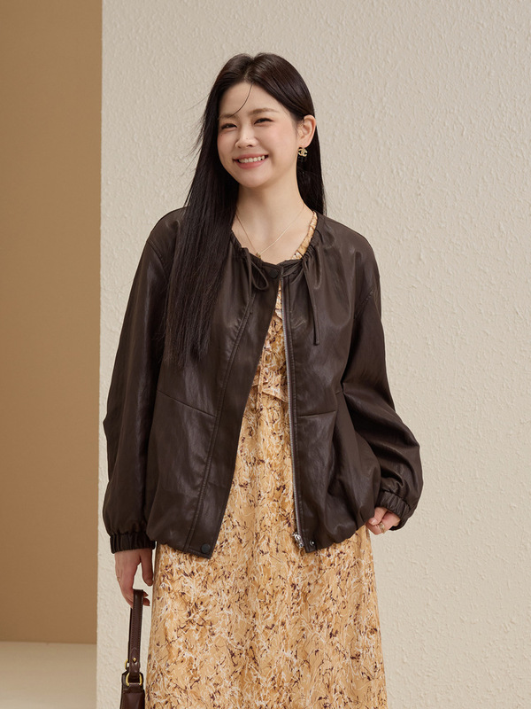 【沙丘】时髦美拉德流光风PU皮衣外套纤莉秀大码女装胖mm秋装新款|undefined