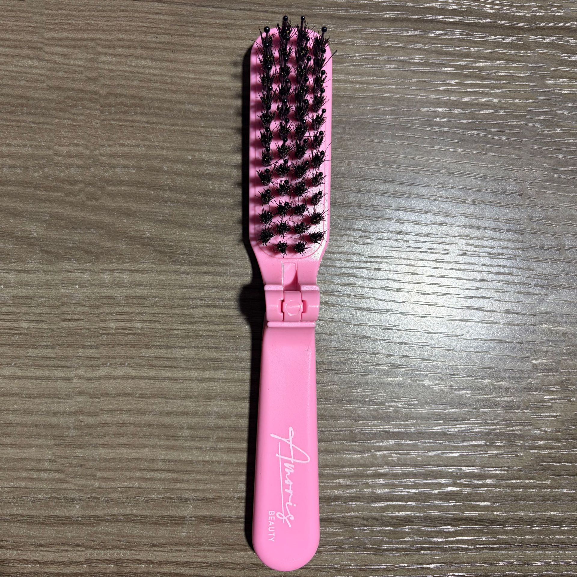 핑크 접이식 빗 [로고 있음]