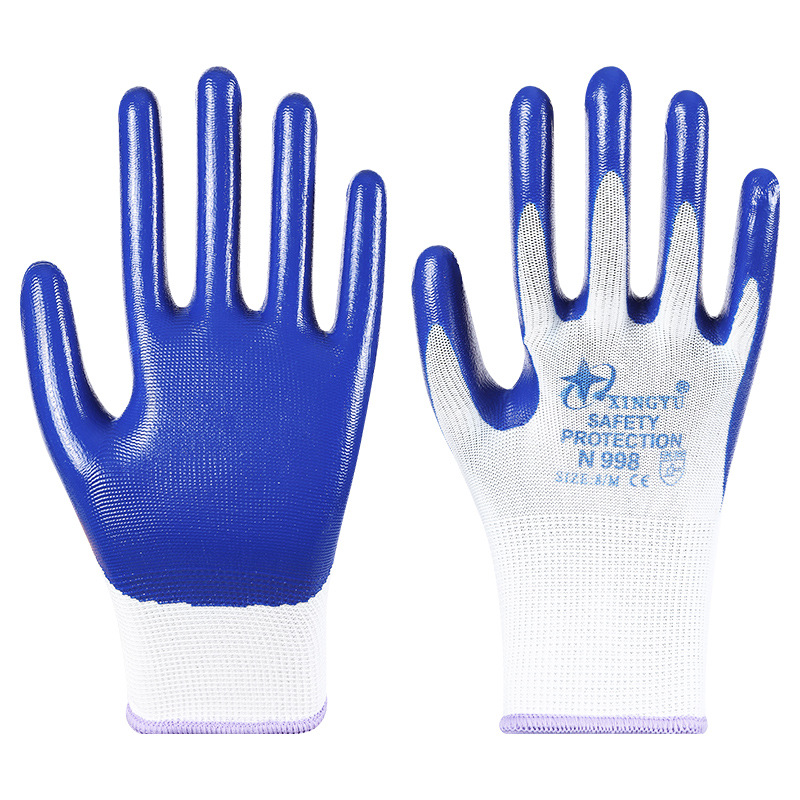 Xingyu N518 guantes de protección laboral de caucho nitrilo antideslizante y resistente al desgaste, reparación de automóviles resistente al aceite, guantes de protección laboral de nitrilo duradero