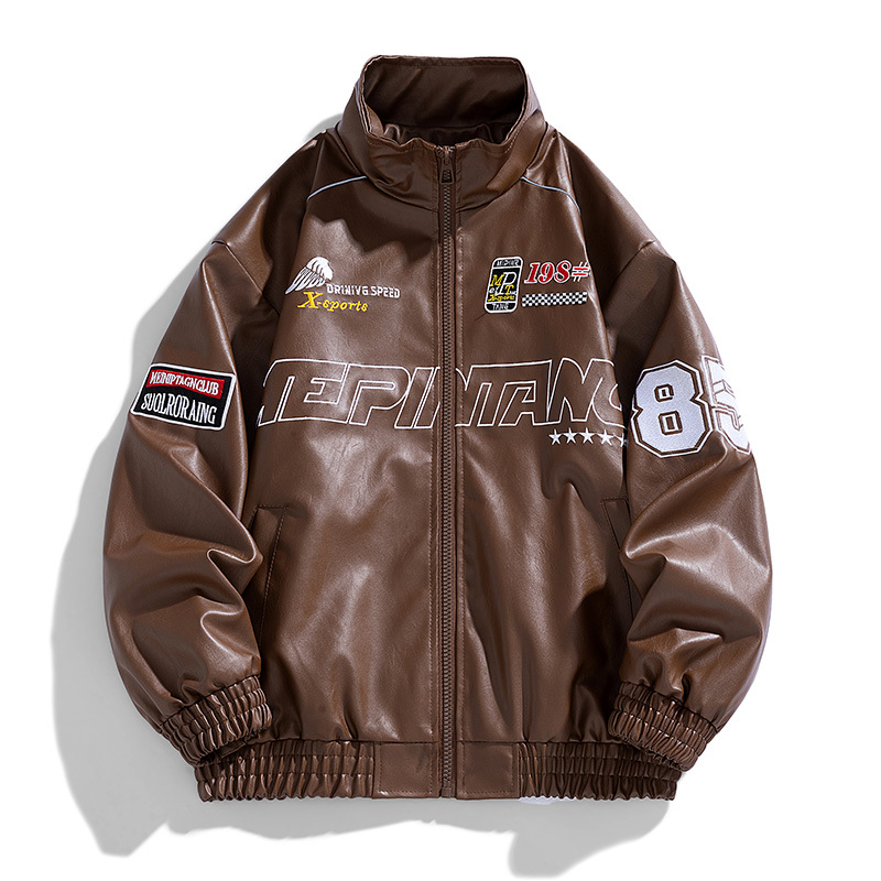 2024 primavera y otoño nuevo hombre chaqueta de cuero PU chaqueta de cuello vertical chaqueta de locomotora chaqueta de cuero para hombre coreano chaqueta de moda delgada