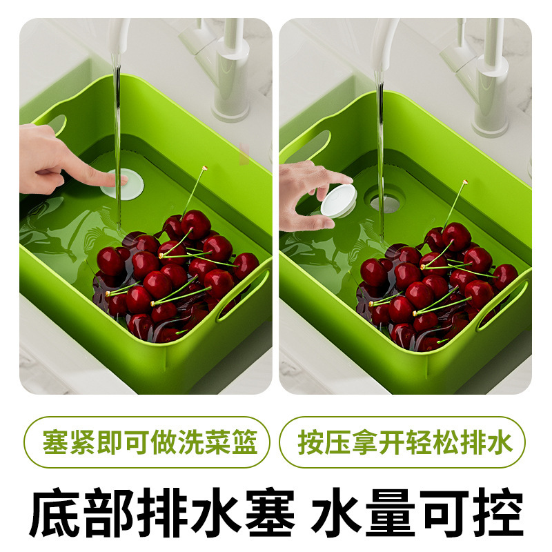 gran capacidad cuenca de drenaje cocina verduras y frutas cesto de drenaje casero con tapón de drenaje cesto de lavado de verduras lavabo de verduras