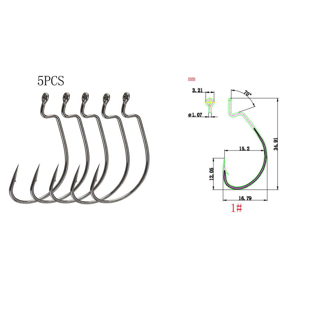 Zman SILENCIADOR Mar Pesca Texas grupo de pesca de mango largo gancho de manivela Gancho de manivela TPR suave cebo reforzado gancho de canal de sangre