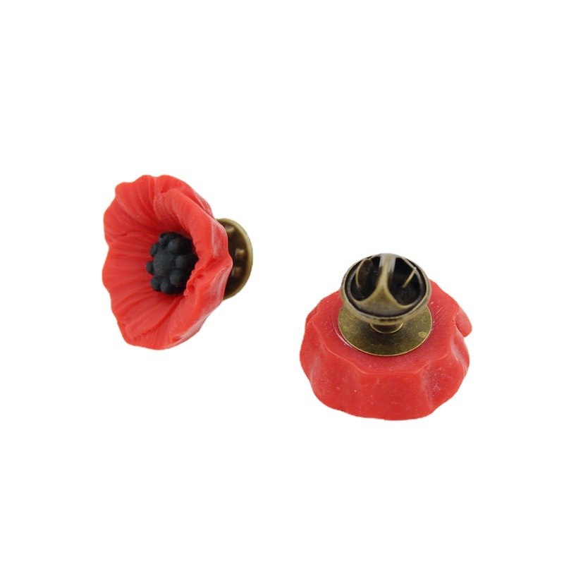 10 Unids resina flor de la Amapola anti-guerra Memorial Broche de bronce mariposa hebilla vestido ramillete Amapola Broche