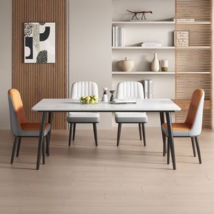 Nordic Slate Dining Table and Chair Dining Table Combination Light Luxury Home Small Apartment Rectangular Dining Table Thickened Chairs