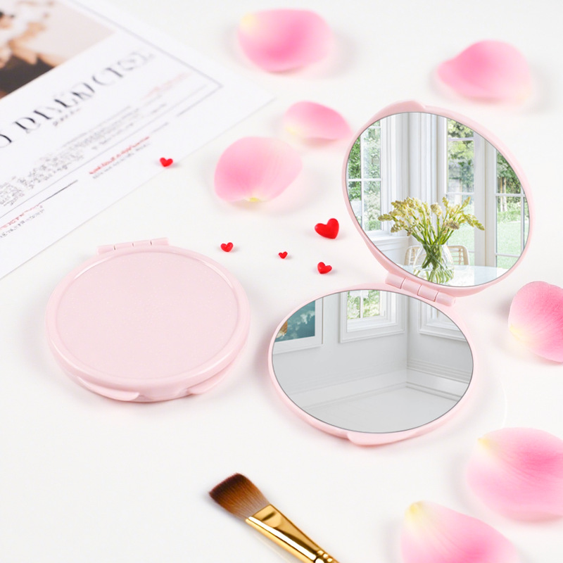 Nuevo espejo redondo pequeño, mini espejo plegable con logo impreso, espejo de doble cara, espejo portátil de alta definición, espejo pequeño al por mayor