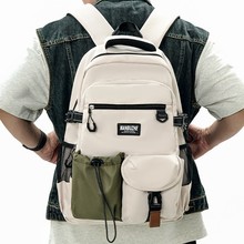 新款山系工装风潮酷跨境双肩包男简约登山结实多隔层大容量双肩包