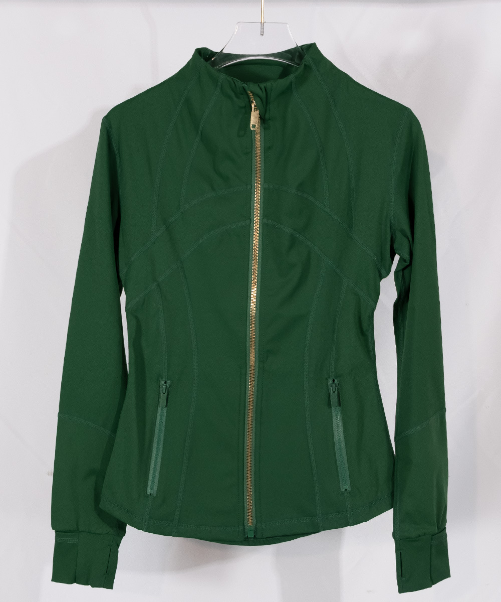 Green jacket with zipper