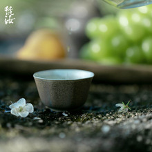 梵汝 全手工陶土茶杯手工花口品茗杯家用薄胎主人杯百搭功夫茶具