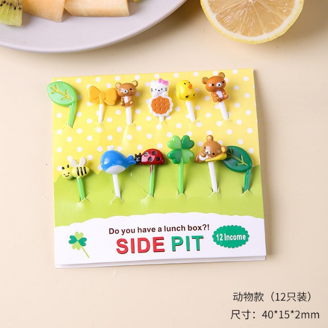 Uso doméstico Cartoon Tenedores para fruta para niños Creativo Animales para niños Set de palillos de plástico para fruta Palillos para fiambrera