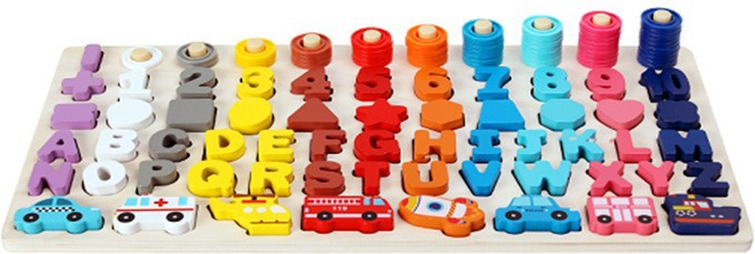 Juguetes de educación temprana para niños Tablero de números y letras siete en uno multifuncional Juego de pesca magnética de rompecabezas para bebés