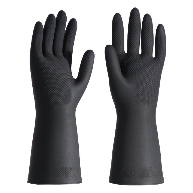 FUENTE Fábrica industrial de doble capa de dos colores guantes de látex anti-químico engrosada resistente al desgaste de limpieza de protección laboral guantes de goma