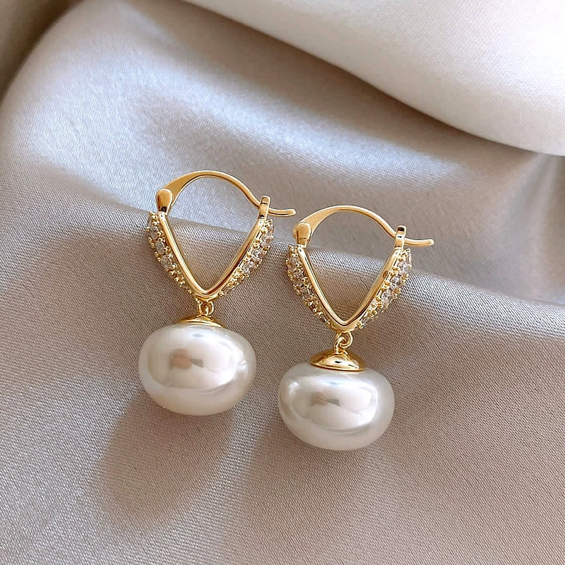Ретро изысканные модные сережки из жемчуга, французский стиль, простой и элегантный дизайн, стиль высокого качества, яркий привлекательный стиль