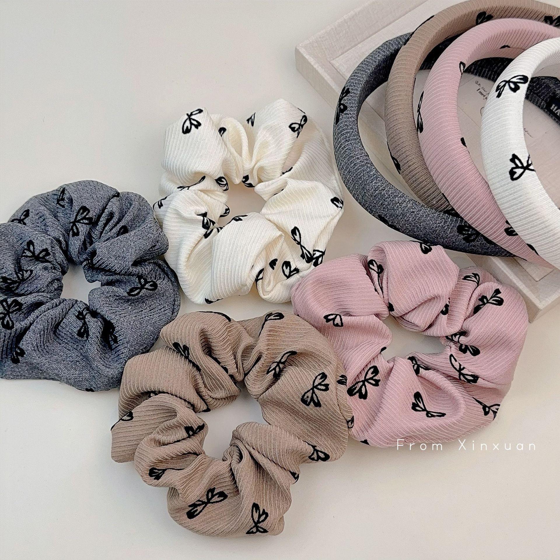 Fascia per capelli con fiocco in twill dolce in stile coreano, fascia per capelli con teschio alto, versatile, di alta qualità, per coda di cavallo, intestino crasso, nuovo stile_voghion.com