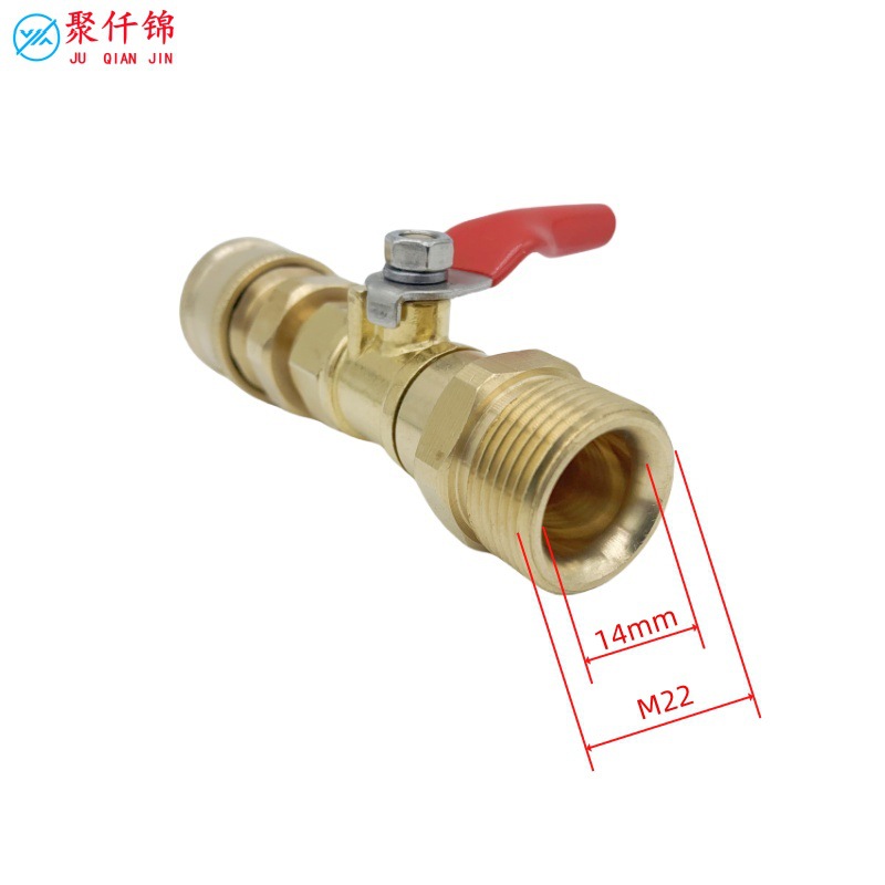 Cross-Border High-Pressure Washer Car Wash Machine Water Gun Hose 1/4 Valve Switch Connector External Thread M22 Internal 14mm Cleaning